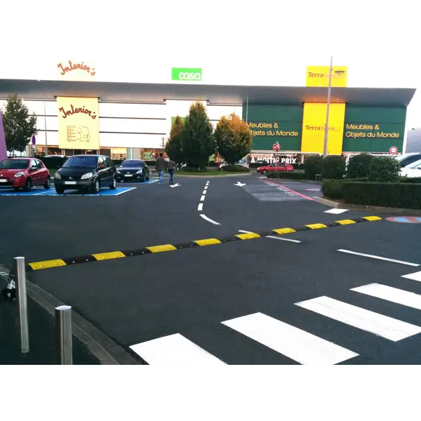 Retardér – kabelový přejezd 10 km/h, 40 t, sada 2 ks – 500×430×70 mm, černá | žlutá